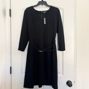 NWT Black Belted V-neck Long Sleeve Dress